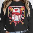 Baseball Heart Valentines Day Baseball Ice Cream Drip Boys Unisex Sweatshirt