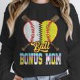 Bonus Mom Of Both Half Baseball Softball Ice Cream Drip Unisex Sweatshirt