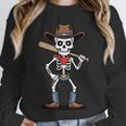 Cowboy Skeleton Baseball Halloween Graphic Unisex Sweatshirt