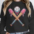 Dripping Pink Baseball Crossed Bats Summer Unisex Sweatshirt Dripping Pink Baseball Crossed Bats Summer Unisex Sweatshirt