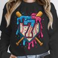 HUGvyn 7th Birthday Baseball Ice Cream Drip Number 7 Kid Boy Unisex Sweatshirt