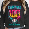 HUGvyn I Survived 100 Days Baseball Teacher Ice Cream Drip Unisex Sweatshirt HUGvyn I Survived 100 Days Baseball Teacher Ice Cream Drip Unisex Sweatshirt