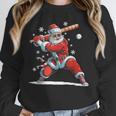 Santa Playing Baseball Christmas Candy Cane Fun Xmas Holiday Unisex Sweatshirt