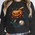 Spooky Halloween Scary Pumpkin Baseball Player Witchy Vibes Unisex Sweatshirt