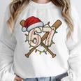 67 Baseball Xmas Lights Santa Hat Holiday Unisex Sweatshirt