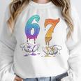 67 Meme Baseball Kids Girls Humor Number 6 7 Unisex Sweatshirt