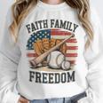 Faith Family Freedom Patriotic Christian Baseball Game Day Unisex Sweatshirt