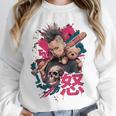 Punk Girl With Anger Kanji And Baseball Bat Unisex Sweatshirt Punk Girl With Anger Kanji And Baseball Bat Unisex Sweatshirt