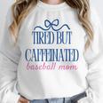 Tired But Caffeinated Baseball Mom Trendy Tired Baseball Mom Unisex Sweatshirt