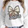 Wildcats Baseball Leopard Print Coquette Bow Mascot Game Day Unisex Sweatshirt