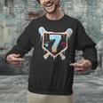 Baseball 7 Year Old Ice Cream Drip 7th Birthday Boy Number 7 Unisex Sweatshirt