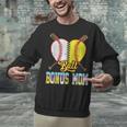 Bonus Mom Of Both Half Baseball Softball Ice Cream Drip Unisex Sweatshirt