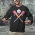 Dripping Pink Baseball Crossed Bats Summer Unisex Sweatshirt Dripping Pink Baseball Crossed Bats Summer Unisex Sweatshirt