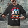 HUGvyn I Just Hit 100 Days Of School Baseball Ice Cream Boys Unisex Sweatshirt