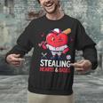 Stealing Hearts And Bases Baseball Player Valentine's Day Unisex Sweatshirt