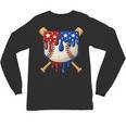 Baseball Drip American Flag Home Plate 4th Of July Patriotic Unisex Long Sleeve T-Shirt