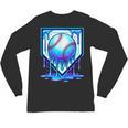 Baseball Drip Ice Cream Blue Glow Melt Ball Graphic Unisex Long Sleeve T-Shirt