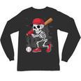 Baseball Skeleton Halloween Playing Unisex Long Sleeve T-Shirt Baseball Skeleton Halloween Playing Unisex Long Sleeve T-Shirt