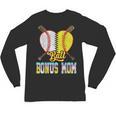 Bonus Mom Of Both Half Baseball Softball Ice Cream Drip Unisex Long Sleeve T-Shirt