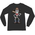 Cowboy Skeleton Baseball Halloween Graphic Unisex Long Sleeve T-Shirt