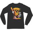 Drippy Pizza Baseball Slice Cartoon Sports Food Unisex Long Sleeve T-Shirt