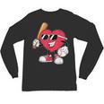 Heart Play Baseball Valentine's Day Teens Boys Girls Kids Unisex Long Sleeve T-Shirt