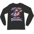 Just A Boy Who Loves Baseball Patriotic Drip For Youth Boys Unisex Long Sleeve T-Shirt