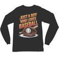 Just A Boy Who Loves Baseball Player Kids Unisex Long Sleeve T-Shirt