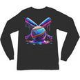 Neon Dripping Baseball And Bats Colorful Sports Art Unisex Long Sleeve T-Shirt Neon Dripping Baseball And Bats Colorful Sports Art Unisex Long Sleeve T-Shirt