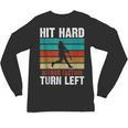 Retro Hit Hard Run Fast Turn Left Baseball Lover Unisex Long Sleeve T-Shirt