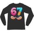 Six Seven 6-7 Baseball Ice Cream Drip 67 Meme Hands Unisex Long Sleeve T-Shirt Six Seven 6-7 Baseball Ice Cream Drip 67 Meme Hands Unisex Long Sleeve T-Shirt