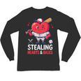 Stealing Hearts And Bases Baseball Player Valentine's Day Unisex Long Sleeve T-Shirt