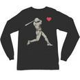 Valentines Day Baseball Batter Silhouette Heart Men Boy Kids Unisex Long Sleeve T-Shirt