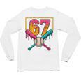 Baseball Ice Cream Drip Number 67 Player 67th Birthday Premium Tri-Blend Unisex Long Sleeve T-Shirt