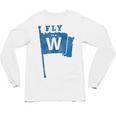 Fly The W Chicago Baseball Winning Flag Distressed Premium Tri-Blend Unisex Long Sleeve T-Shirt Fly The W Chicago Baseball Winning Flag Distressed Premium Tri-Blend Unisex Long Sleeve T-Shirt