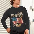 American Flag Baseball Player Bat Fan Catcher Pitcher USA Unisex Long Sleeve T-Shirt American Flag Baseball Player Bat Fan Catcher Pitcher USA Unisex Long Sleeve T-Shirt