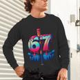Baseball Bat Hands Drip 67 Six Seven Gen Alpha Slang Meme Unisex Long Sleeve T-Shirt