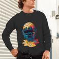 Baseball Catcher Mask Ice Cream Dripping Baseball Fan Boys Unisex Long Sleeve T-Shirt