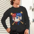 Baseball Drip American Flag Home Plate 4th Of July Patriotic Unisex Long Sleeve T-Shirt