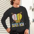 Bonus Mom Of Both Half Baseball Softball Ice Cream Drip Unisex Long Sleeve T-Shirt