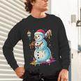 Christmas Baseball Snowman Drip For Boys Men Girls Women Unisex Long Sleeve T-Shirt
