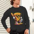 Drippy Pizza Baseball Slice Cartoon Sports Food Unisex Long Sleeve T-Shirt