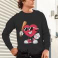 Heart Play Baseball Valentine's Day Teens Boys Girls Kids Unisex Long Sleeve T-Shirt