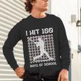 I Hit 100 Days Of School Baseball Player 100th Day Boys Kids Unisex Long Sleeve T-Shirt