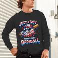 Just A Boy Who Loves Baseball Patriotic Drip For Youth Boys Unisex Long Sleeve T-Shirt