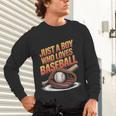 Just A Boy Who Loves Baseball Player Kids Unisex Long Sleeve T-Shirt