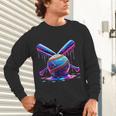 Neon Dripping Baseball And Bats Colorful Sports Art Unisex Long Sleeve T-Shirt Neon Dripping Baseball And Bats Colorful Sports Art Unisex Long Sleeve T-Shirt