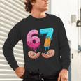 Six Seven 6-7 Baseball Ice Cream Drip 67 Meme Hands Unisex Long Sleeve T-Shirt Six Seven 6-7 Baseball Ice Cream Drip 67 Meme Hands Unisex Long Sleeve T-Shirt