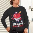 Stealing Hearts And Bases Baseball Player Valentine's Day Unisex Long Sleeve T-Shirt
