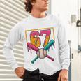 Baseball Ice Cream Drip Number 67 Player 67th Birthday Premium Tri-Blend Unisex Long Sleeve T-Shirt